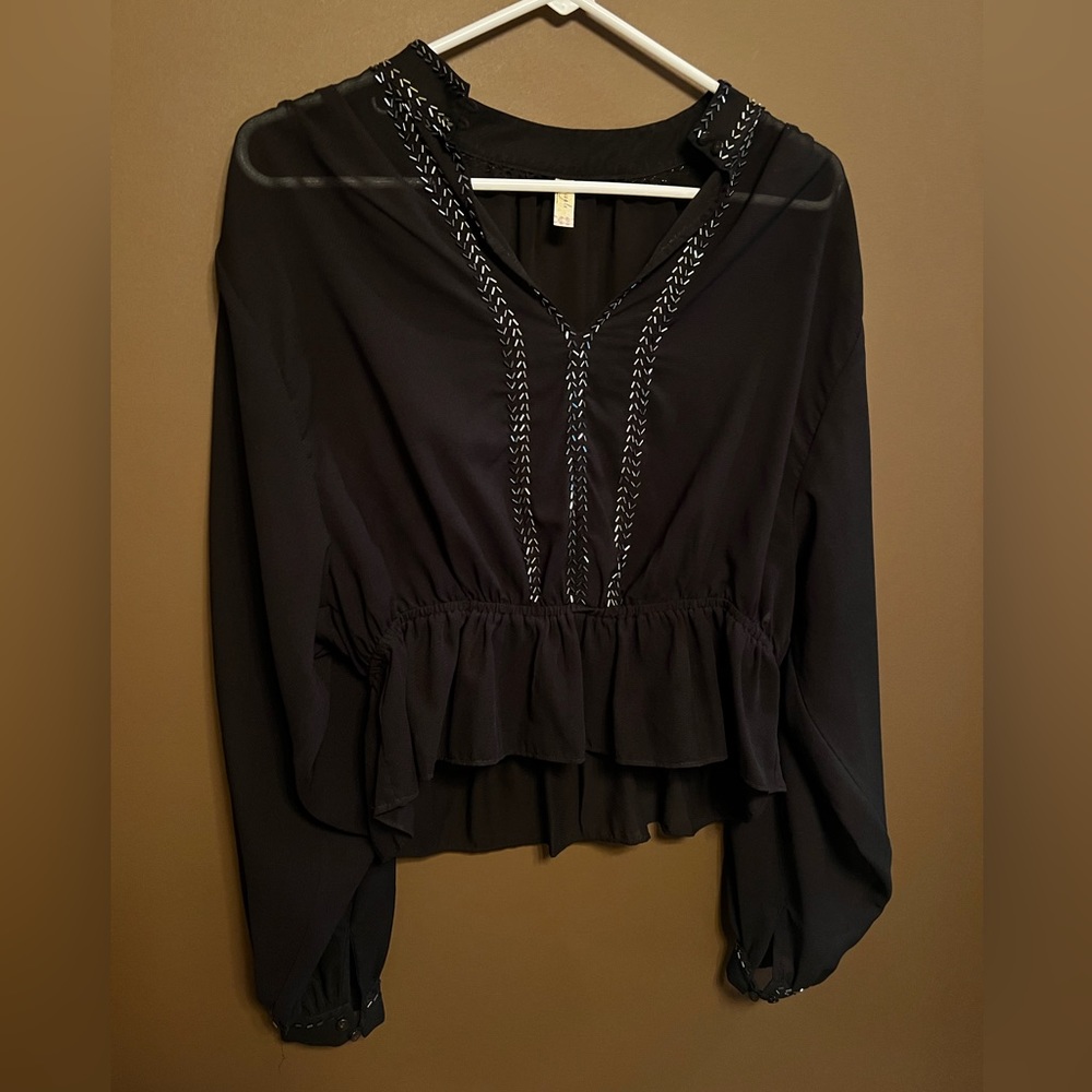 Free people black sheer top